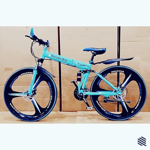 Image of Merceds Benz 26 Inch Gear Cycle for Boys and Adults with 21 Speed Gears Dual Suspension Folding Frame Daily Commute Fitness School and College Use City Ride Foldable Bicycle (Sky Blue)