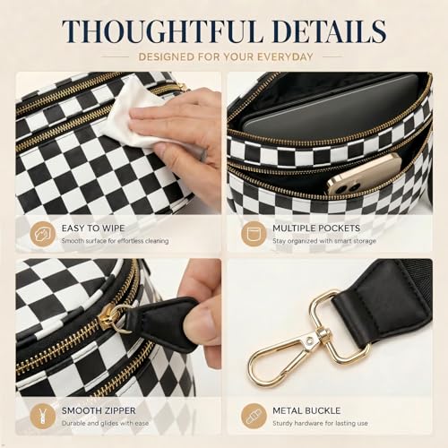 Image of Womens Crossbody Bag, Spacious Nylon Bum Bag Trendy Shoulder Purse with Adjustable Strap Zipped Travel Essentials