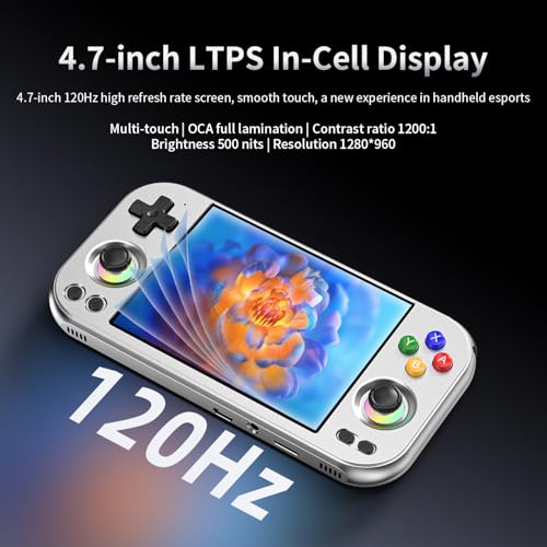 Image of Anbernic RG477M Retro Handheld Game Console , 4.7 Inch Touch Screen Aluminum Alloy CNC Android 14 System Support WiFi 6E Bluetooth 5.3 Dimensity 8300 Processor 8+128GB(Silver Blade)