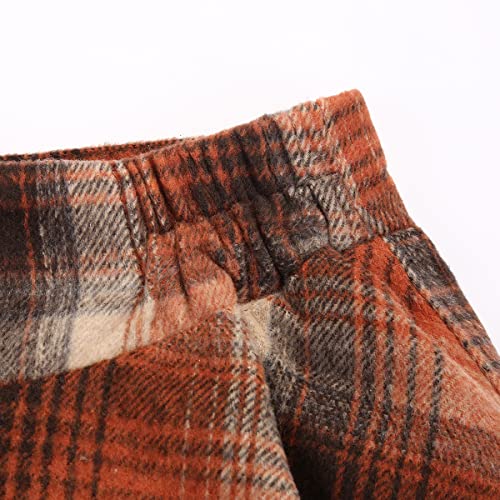 Image of IDEALSANXUN Women's Fall Winter High Waisted Wool Plaid A-line Long Skirt