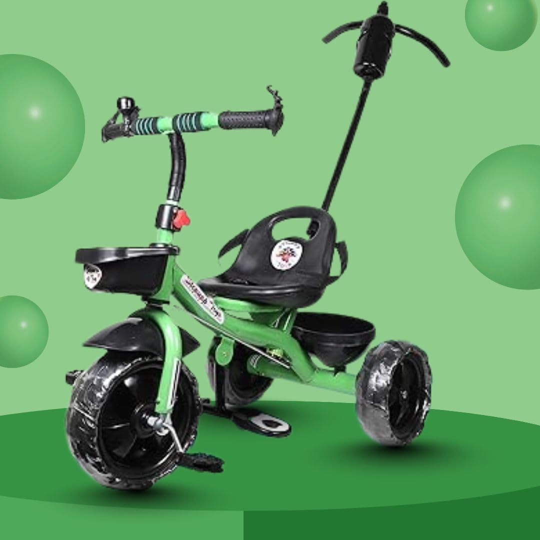 Maanit Kids Tricycle with Rear Basket | Front Tokri | Ergonomic Height Adjustable Parental Handle | with Sipper Water Bottle | Safety Belt & Foot Rest – Baby Trike for Boys and Girls 2 to 4 Years-image-40