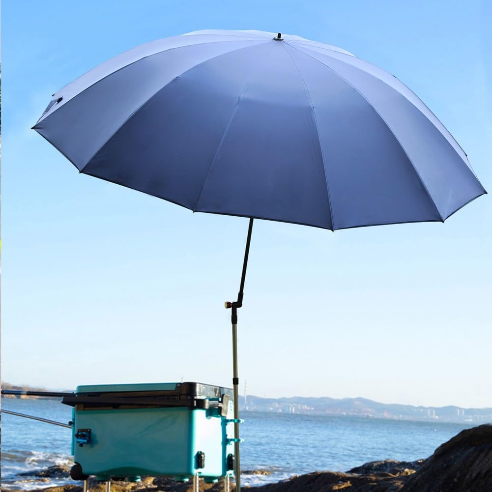 Wiatroodporny Parasol Wędkarski, Przenośny Parasol Plażowy z Ochroną UV 50+, 220 cm Wodoodporny z Kotwicą Piaskową