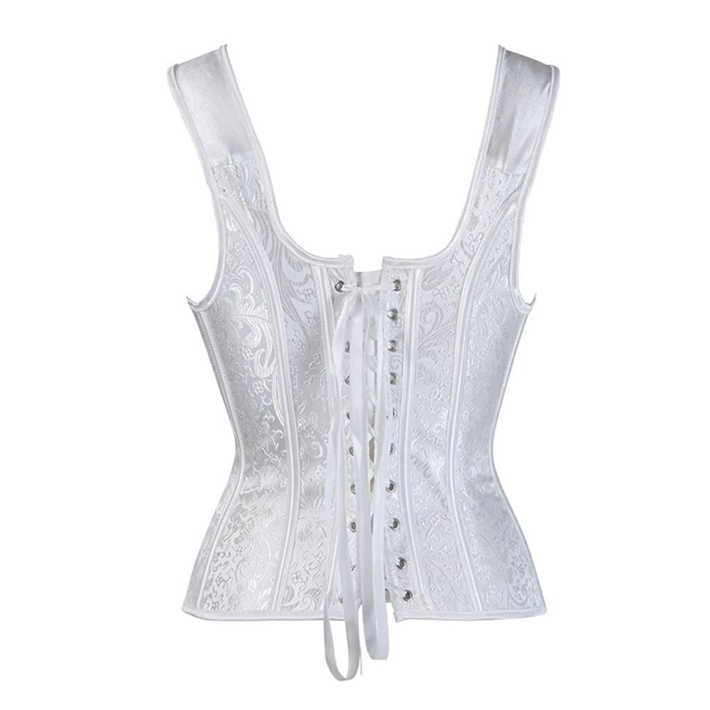 Overbust Corsetto Longline Shapewear Donne Pizzo Bustier Top Disossato Overbust Vita Trainer Broccato Floreale Disossato Vita Trainer