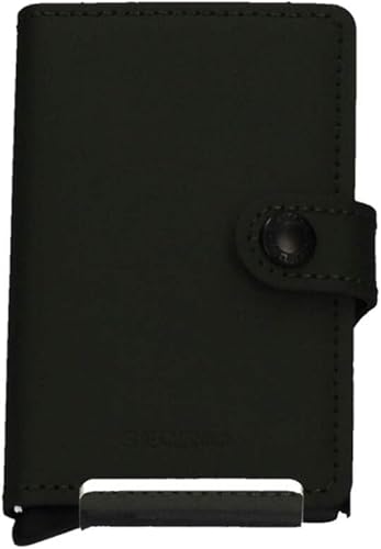 Secrid Mini cartera de cuero mate con funda de tarjeta Rfid (verde mate y negro), verde mate, negro mate
