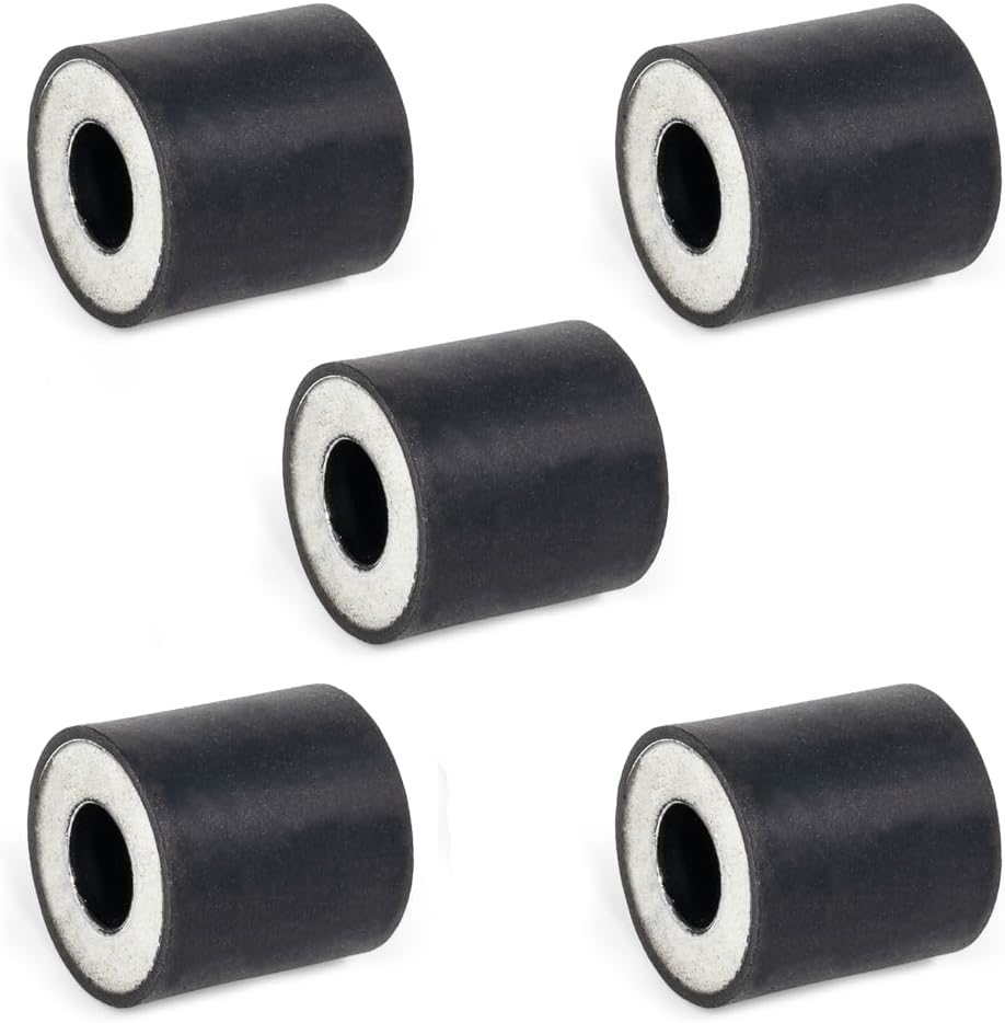 Rubber buffer with through hole, rubber rings, with one-sided cover plate, ADxID xH: 50x17x40 mm, pack of 2