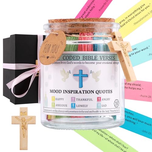 Bible Verse Jar with 102 Uplifting Scripture Quotes,Daily Inspirational Scriptures