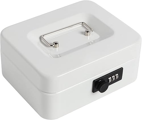 Kasten Caja de efectivo con cerradura de combinación, caja de efectivo de metal con bandeja de dinero, 7.87 x 6.30 x 3.54 pulgadas, rosa pequeño