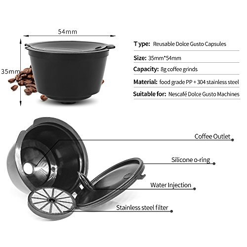 Cápsulas Recarregáveis Coloridas Dolce Gusto da BRBHOM, Cápsulas de Café Rusáveis, Conjunto de 6