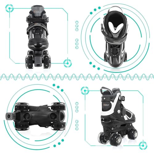Image of Kids Roller Skates for Boys - Black for Toddler Little Kids Age 4 5 6 7- Adjustable All Light up Wheels Indoor Outdoor Sports Birthday Gift for Son and Grandson