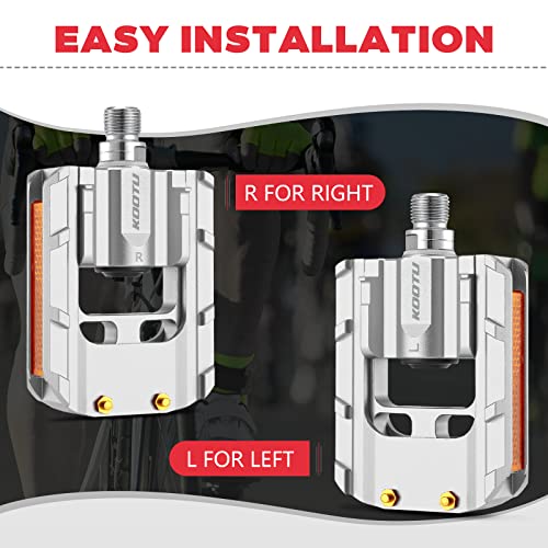 Savadeck Folding Bike Pedals, 9/16 Inch Bicycle Pedals Wide Flat Mountain Bike Pedals With Aluminum, Non-Slip Bike Pedals For Road Bike Bmx Bike Beach Cruiser Bike Grey. #TOP7