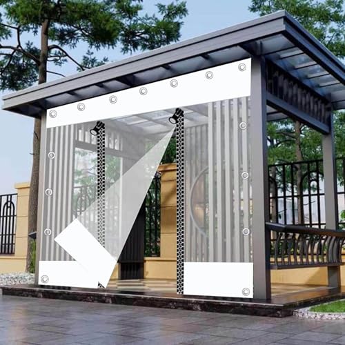 Tende trasparenti impermeabili con porta con cerniera, pannelli laterali in PVC trasparente per pergola esterna gazebo e portico, divisorio resistente alle intemperie con occhielli