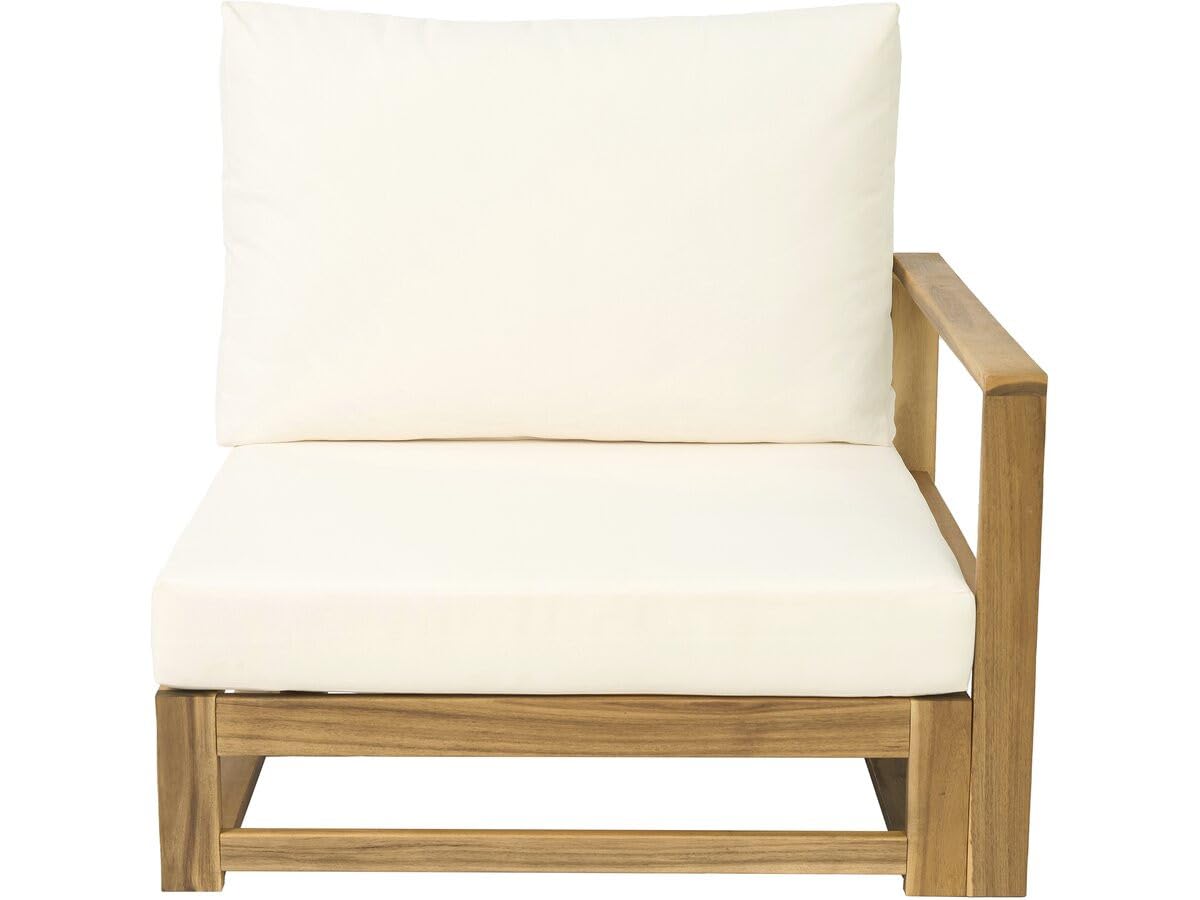 Salon de Jardin en Bois modulable avec Coussins Bellingham - 5 Places - Beige
