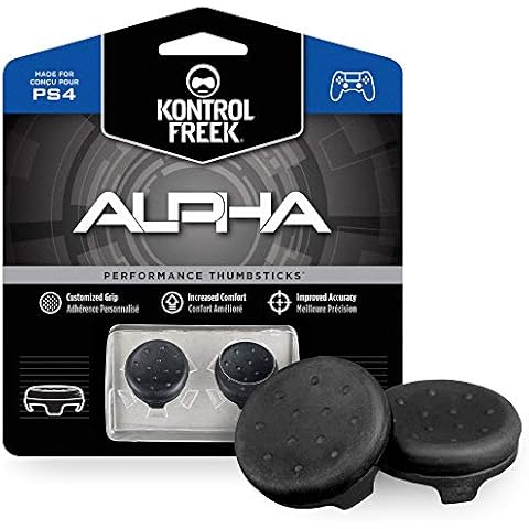 KontrolFreek Alpha for PlayStation 4 (PS4) and PlayStation 5 (PS5) | Performance Thumbsticks | 2 Low-Rise Concave | Black Cover