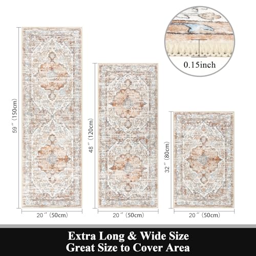 Ileading Kitchen Rugs Sets Of 3 Boho Kitchen Floor Mat Carpets Non Skid Machine Washable Kitchen Runner Area Rugs For Kitchen Floor Hallway Living Room Laundry Entryway thumb #1