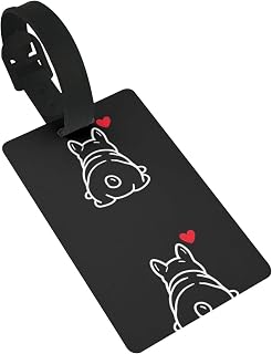Wide Bulldog Suitcase Tag for Cruise Commuter | Funny French Bulldog Puppy Dog Moisture Proof Suitcase Identifier, Pet Carrier Tag
