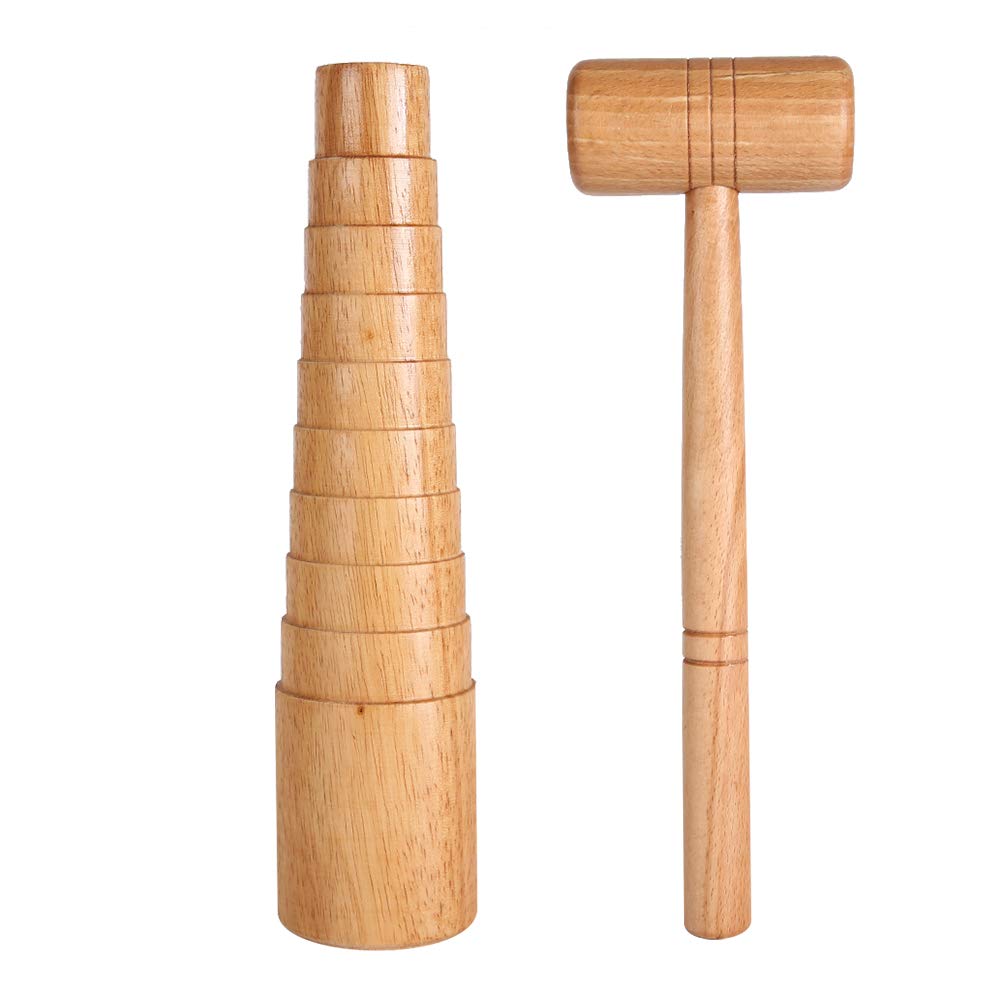Exliy Jewelry Making Adjust Tool,2pcs / set Wooden Mandrel Sizer Bangle Bracelet Sizer Tool with Jewelry Mallet Jeweler's Hammer Bangle Size Measure Gauge for Jewelry Making Repairing