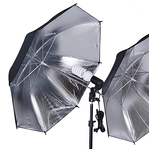 Image of Black Silver Photography Video Studio Umbrella Continuous Lighting Kit - Portarit Photo Shooting Production Equipment