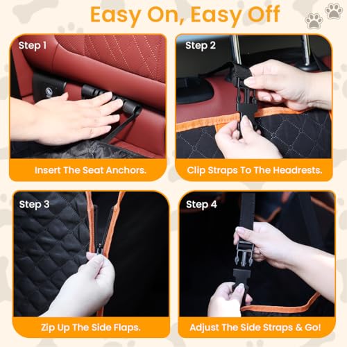 Image of KYG Car Seat Cover, 5-in-1 Waterproof Dog Hammock for Cars 135cmx148cm | breathable visual window reduces anxiety, storage pocket, 4-step quick install, machine washable hammock /cover /boot /picnic
