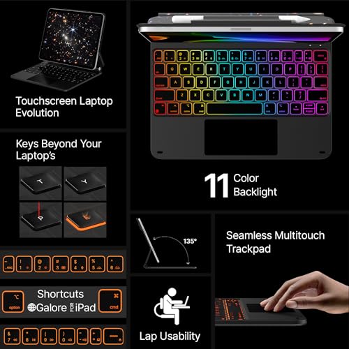 Image of typecase Edge Keyboard Case for iPad Air 11-inch(M4 /M3 /M2, 2026 /2025 /2024), iPad Pro 11 inch (4th /3rd /2nd /1st Gen) & iPad Air 10.9 inch 5 /4th Gen, Multi-Touch Trackpad, 11-Color Backlight, James Webb Orange