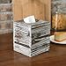 MyGift Torched Wood Square Tissue Box Cover Holder, Decorative Bathroom Facial Tissue Box Cover with Easy Refill Slide-Out Bottom Panel