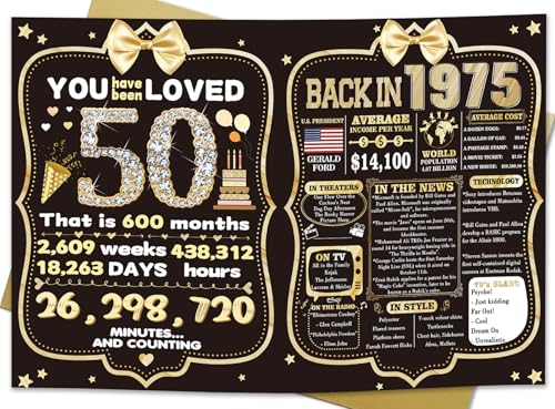 OJsensai Happy 50th Birthday Card & Gifts for Women Men, 50 Year Old Birthday Decorations...