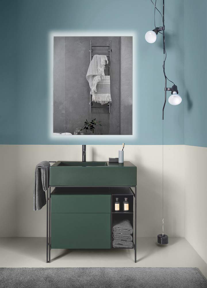 Espejo de Baño Lux de 80x100 Vertical con Luz Led Blanca Perimetral de 5700K Decorativa Indirecta Incorporada sobre el Marco Interior de Fácil Instalación