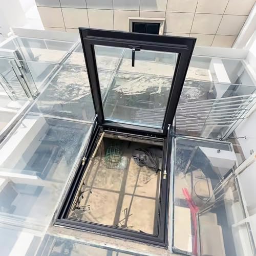 Skylight for Roof - 30x30 in Aluminum Alloy Manual Venting Window, Sloped & Flat Roof Light Well Cover, Ideal for Homes & Underground Spaces