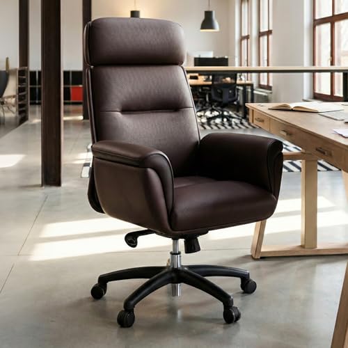 Image of EUREKA ERGONOMIC Royal Ergonomic Office Chair Executive Desk Chair, Microfiber Leather High Back Executive Chair Comfy Ergonomic 360 Swivel with Lumbar for Home Workshop- Brown