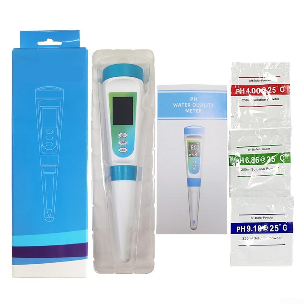 Misuratore di pH e acidità 2 in 1 con indicatore di temperatura, sonda in acciaio inox per alimenti semisolidi come formaggio, marmellata, salsicce, creme e lozioni, gamma di pH 0,00-14,00