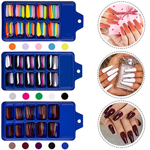 Acmerota 300 Stück Künstliche Nägel Ballerina Coffin Falsche Nägel Extra langes Drücken auf den Nägeln 15 Farben Full… – Bild 5
