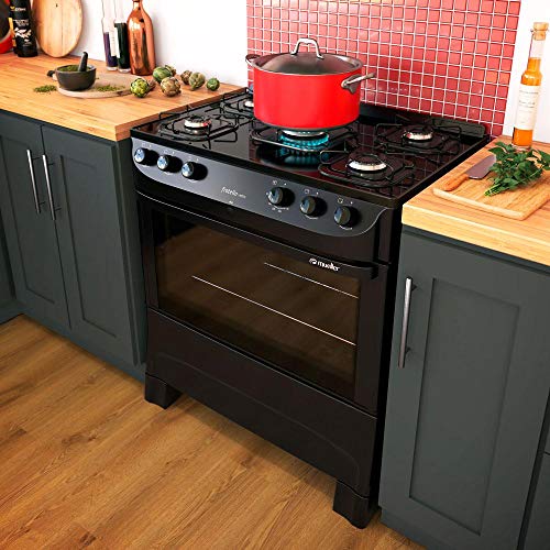 Fogão Mueller 5 bocas Fratello Vetro Preto com mesa de vidro Bivolt