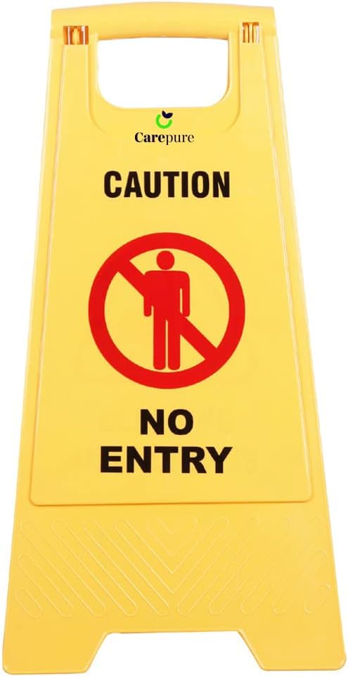 - Caution Sign Board | ABS-Plastic | Standing Caution Sign Board - (Yellow) (No Entry)