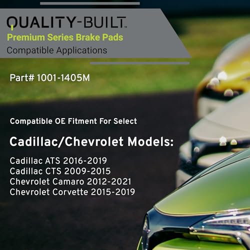 Image of QUALITY-BUILT Front Semi-Metallic Brake Pads, Premium 1001-1405M, Compatible with 2009-2021 Cadillac /Chevrolet (ATS,Camaro,Corvette,CTS)