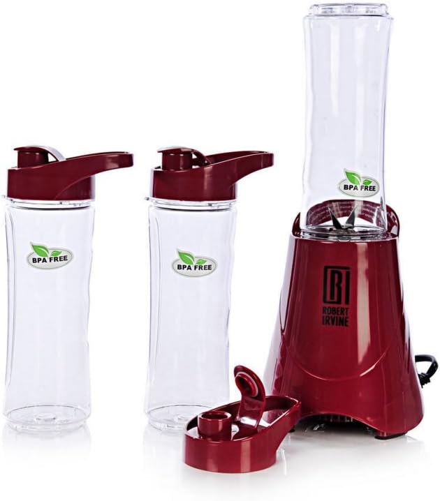 Robert Irvine Personal Blender with 3 Bottles - Red