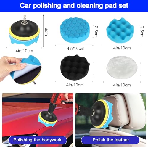 36pcs Brosse Nettoyage Voiture,Brosse de Jante Voiture,Kit de Lavage de Voiture,Kit de Brosse Nettoyage Voiture Interieur Exterieur,Brosse Nettoyage Perceuse Électrique,Sac de Transport Inclus – Image 6