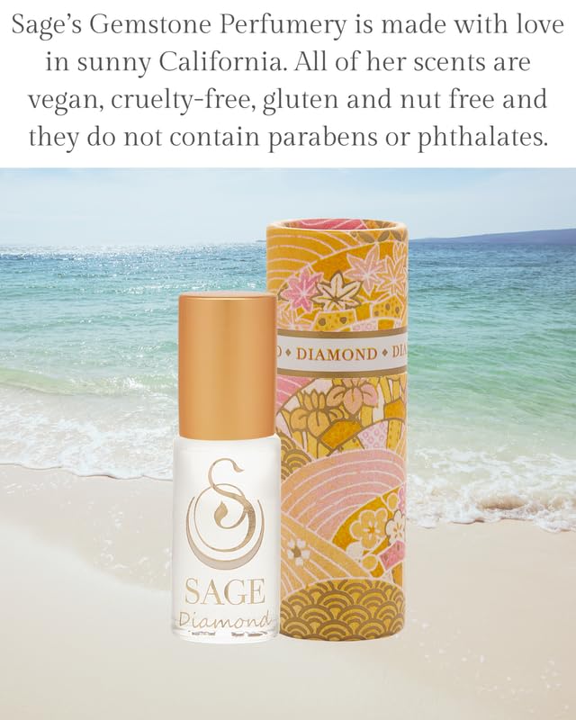 The Sage Lifestyle Diamond Roll On, Oil, Lily, Sandalwood, White Amber Oil, White Musk, Perfume for Women, Long Lasting Clean Skin Fragrance, Artisan Parfum, 1/8 oz Travel Size, Mini Perfume for Women - Image 5