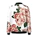 Bomber Jacket Women Floral Zip Up Zipper Jackets Coats Stand Collar Long Sleeve Causal Lightweight Tops Outerwear Womens Fall Jacket,Pink,M