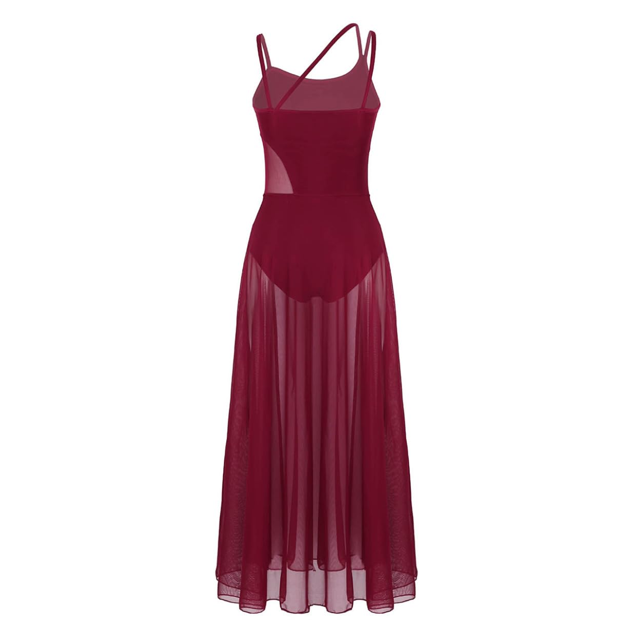 Oyolan Femme Robe Danse sans Manches Justaucorps Robe Danse Contemporaine Tenue Salsa Rumba Latine Costume Dancewear