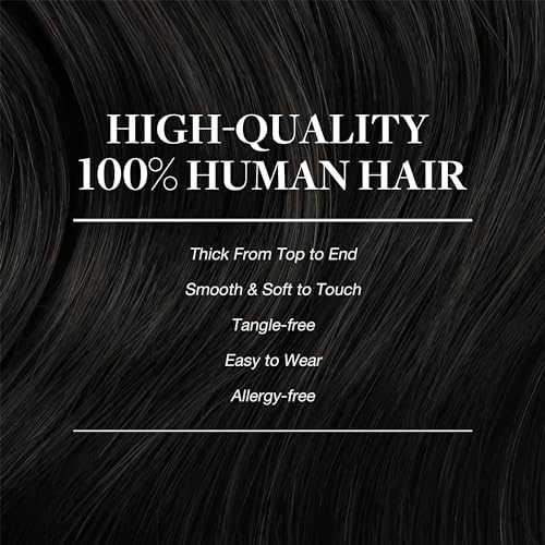 GOO GOO Clip in Hair Extensions Real Human Hair, Remy Human Hair Extensions Clip ins for Women, Natural Human Hair, 22inch 150g 9Pcs, 1B Natural black - Image 6