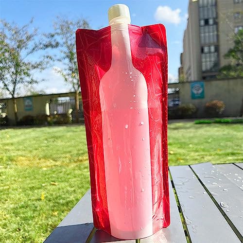 CNTOPONGLONG 4 PCS Foldable Wine Bag 750ML Plastic Wine Bottle Drink Pouch Foldable Liquor Beverages Wine Bottle Drink Pouches for Wine Liquor Beverages Travel Gift Travel Running Gym Camping - Image 2