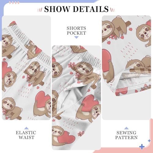 Sloth with Sweet Love Boys Long Pants Soft Trousers Elastic Waist Kids Lounge Bottoms with Pockets S-XL4