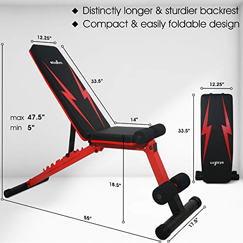STOZM Deluxe Weight Bench (Crimson/Amber/Cobalt) & Weightlifting Accessories Set (Red/Orange) - Home Fitness Guru STOZM Deluxe Weight Bench (Crimson/Amber/Cobalt) & Weightlifting Accessories Set (Red/Orange) - Image 8