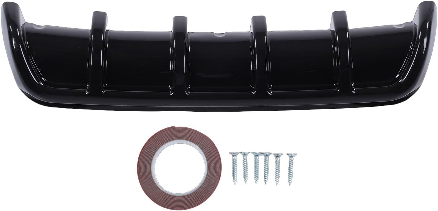 Asixxsix Rear Bumper Diffuser Lip, Fin Style Universal Car Rear Bumper Spoiler Splitter Protector Replacement with Tape & 5Pcs Screws, for Sedans Sports Cars SUVs, 26.38x2.36in