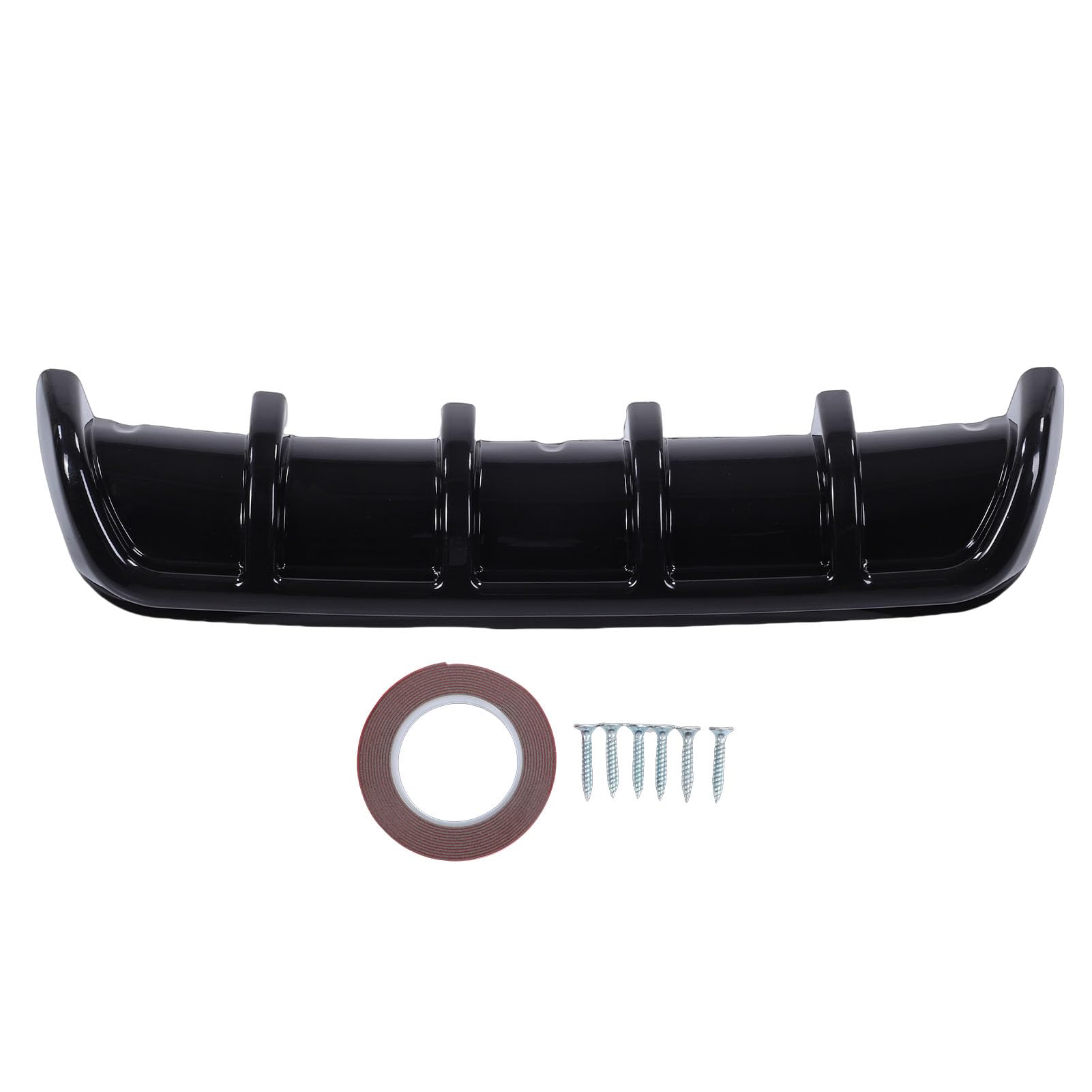 Asixxsix Rear Bumper Diffuser Lip, Fin Style Universal Car Rear Bumper Spoiler Splitter Protector Replacement with Tape & 5Pcs Screws, for Sedans Sports Cars SUVs, 26.38x2.36in