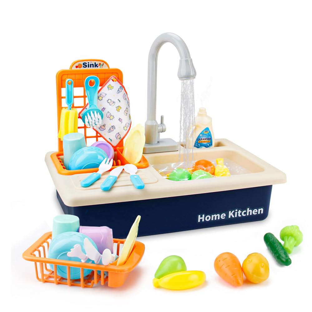 Fregadero De Juguete Con Agua Corriente Y Sistema De Reciclaje – 23 Accesorios – Ideal Para Niños De 3+ Años – Regalo Educativo