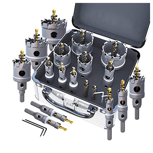 GSTK Upgrade Heavy Duty Carbide TCT Carbide Hole Saw Kit 10Pcs for Hard Metal, with 2*Extra Titanium Plated Pilot Center Drill and 2*L-Wrench