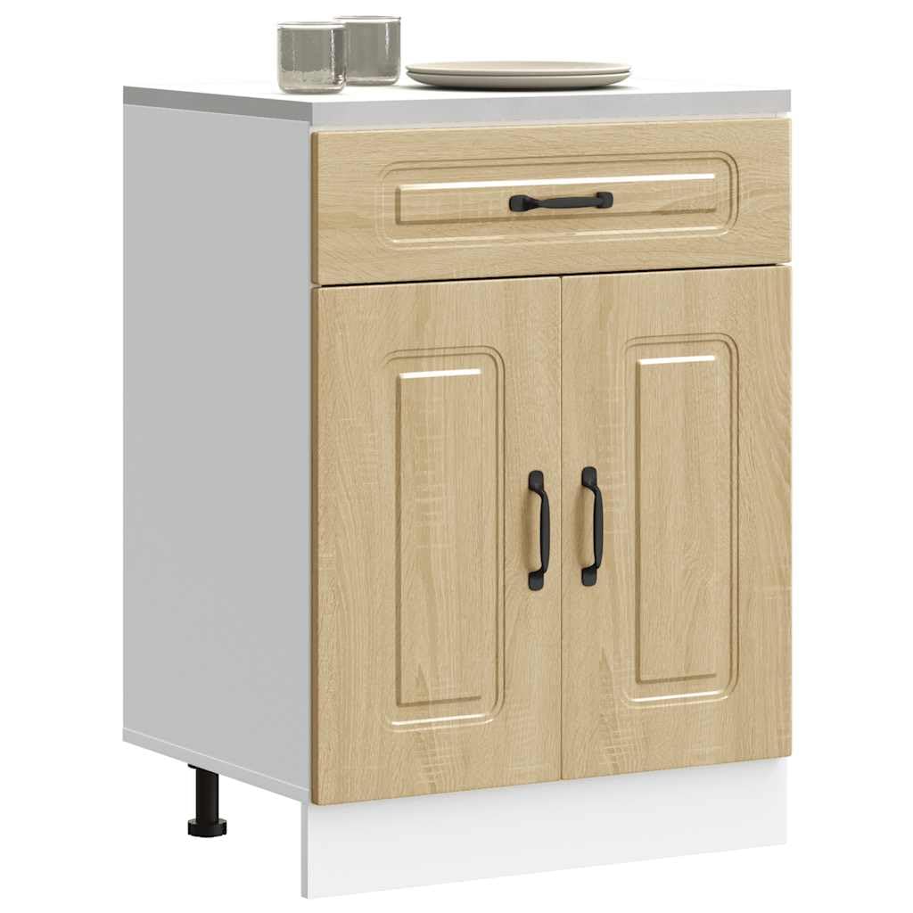 Armoire basse chêne sonoma Kalmar pour désencombrer une salle à manger