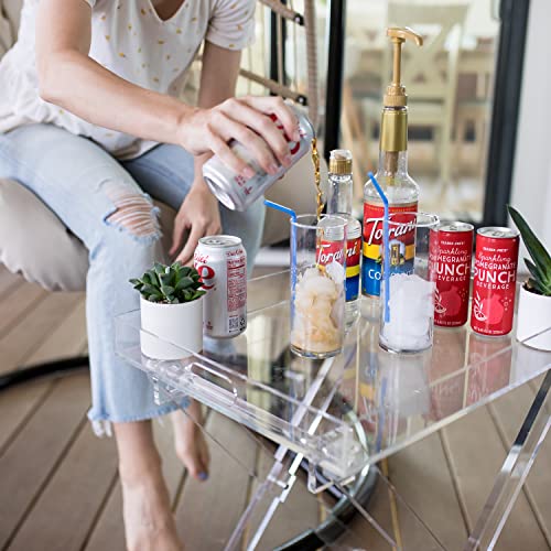 Clear Acrylic Side Table | Modern Transparent Folding Table - Small Foldable Desk - Space Saving Nightstand For Living Room, Bedroom, And Kitchen With Storage Bag (19 X 15 X 22 Inches) #TOP2