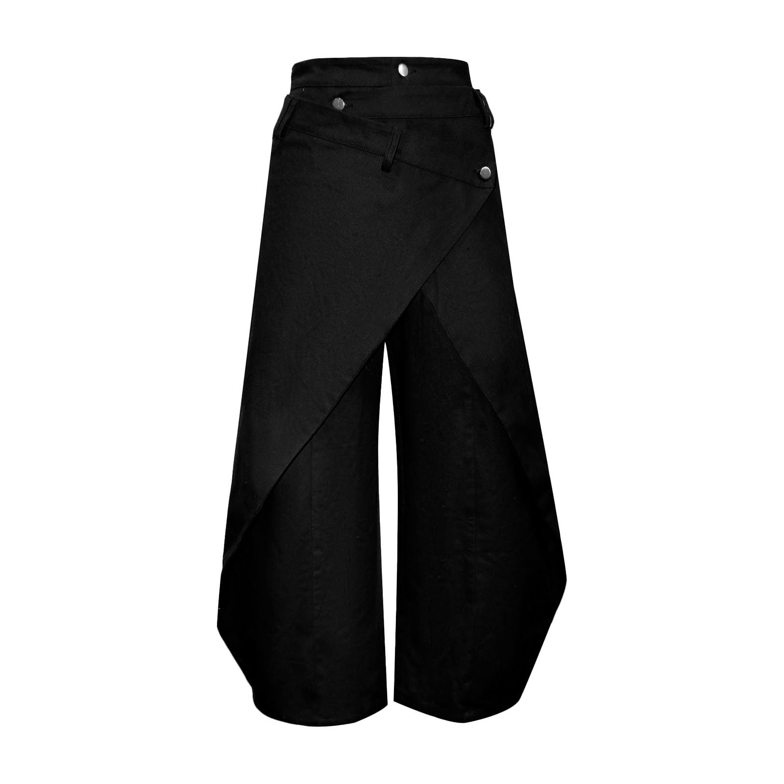 Generisch Pantalones envolventes para mujer, pantalones anchos para el tiempo libre, con botones, cómodos, pantalones de verano, pantalones de algodón, pantalones de pierna recta, pantalones