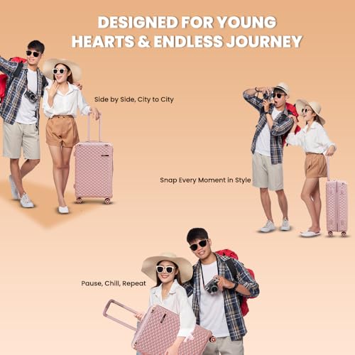 Image of AMERICAN TRAVELLER Goldie ABS Travel Suitcase | Hard Shell Cabin Luggage | Compact Trolley Bag for Travel | Durable Carry-On with Spinner Wheels & Secure Lock(20, Rose Gold)